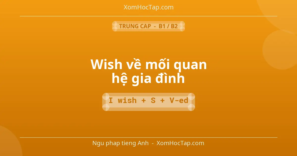 Ngu phap tieng Anh: Wish về mối quan hệ gia đình - Cong thuc: I wish + S + V-ed